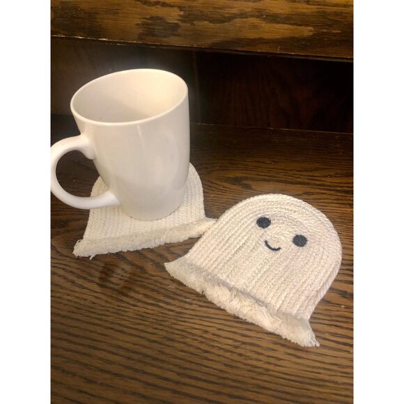 Natural Ghosters Rope Coaster/ Halloween theme/ cotton x 4 - Picture 3 of 5